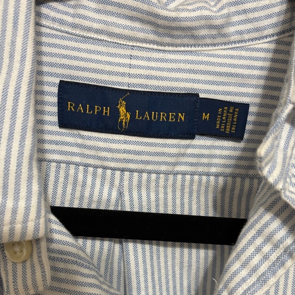 Ralph Lauren Light Blue and White Pinstripe Cotton Button-Down Shirt - Picture 2 of 2